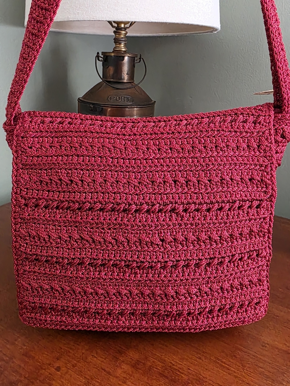The Sak Red Crochet Knit Shoulder Bag Hobo Purse Boho Y2K